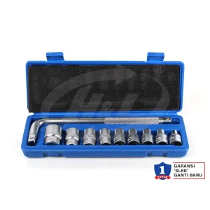 Kunci Sok Set 1/2" DR 6PT 10PCS Box Plastik HL Premier C10-1